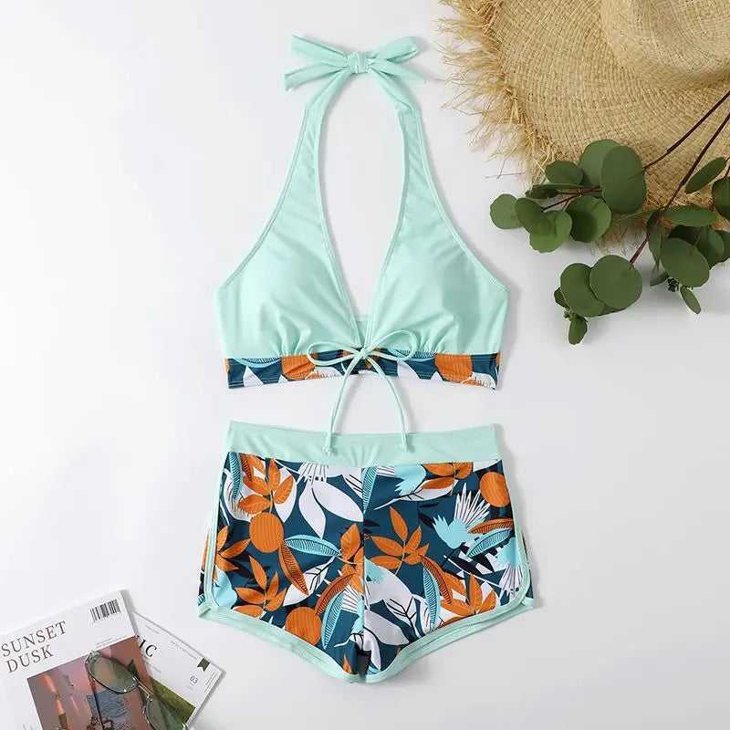 Halter High Waist Swimwear Bikini Set! 👙☀️🏖️🌊