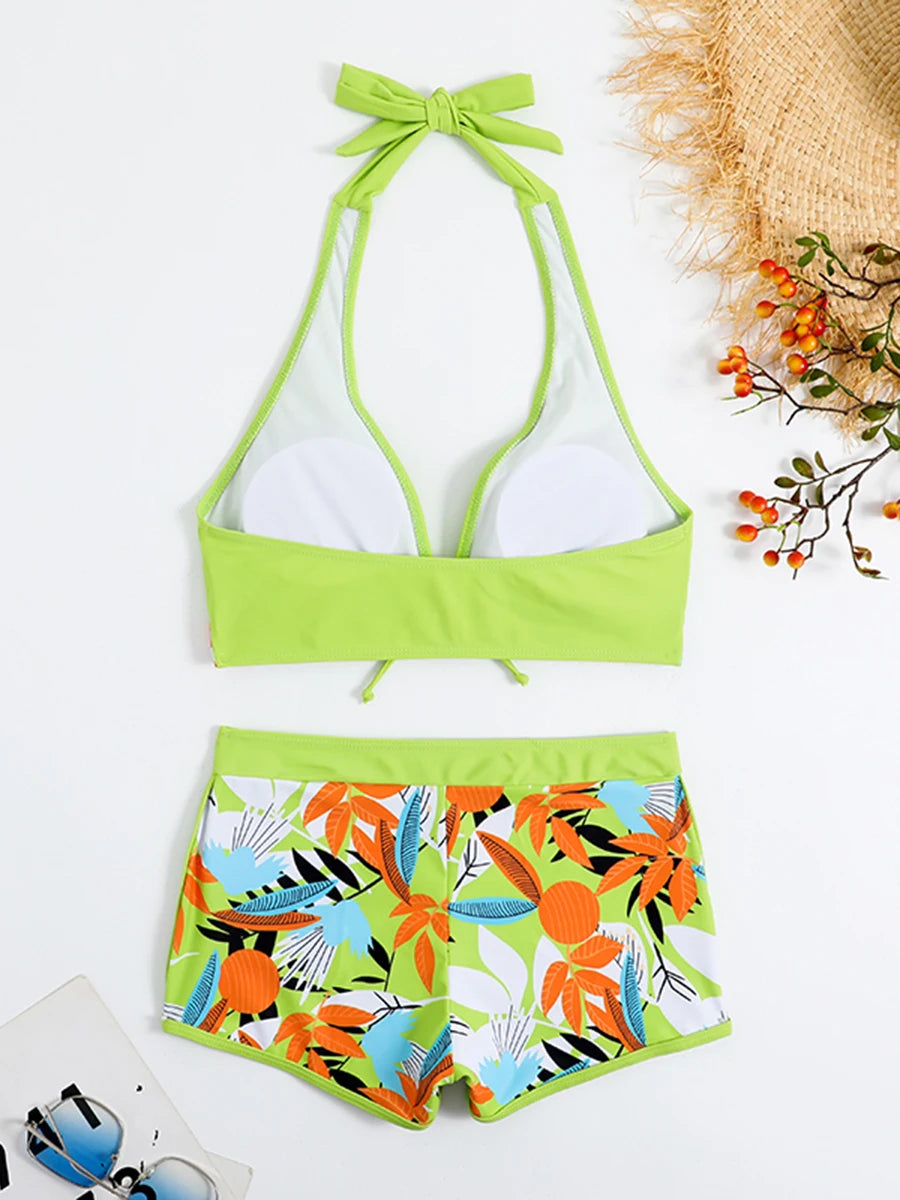 Halter High Waist Swimwear Bikini Set! 👙☀️🏖️🌊