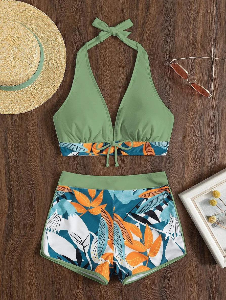 Halter High Waist Swimwear Bikini Set! 👙☀️🏖️🌊