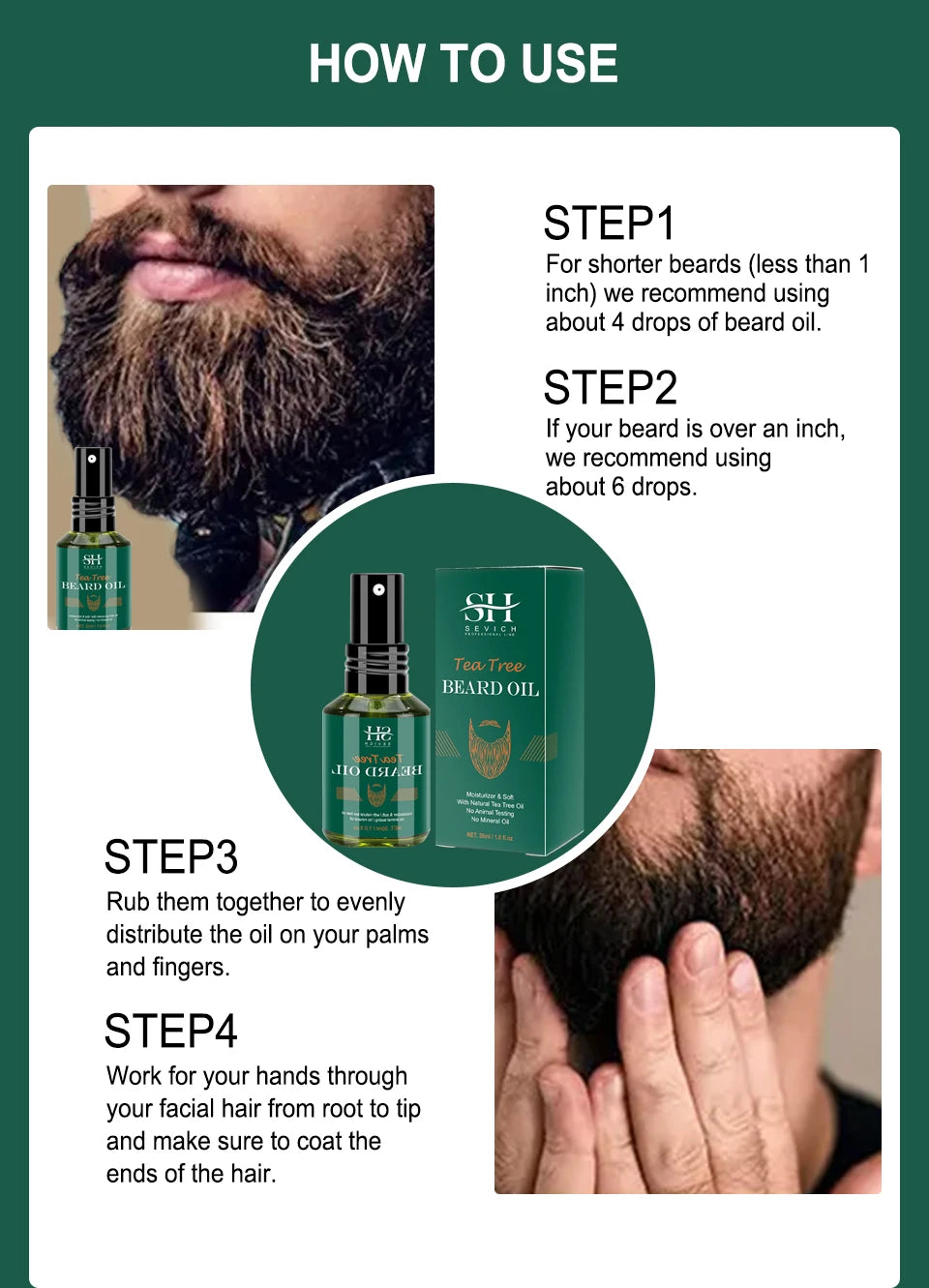 Pure Tea Tree Biotin Beard Oil – Fresh, Strong & Full Beard Care! 🧔‍♂️