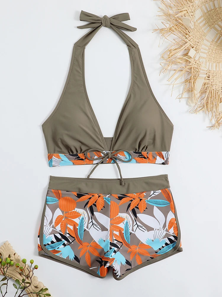 Halter High Waist Swimwear Bikini Set! 👙☀️🏖️🌊