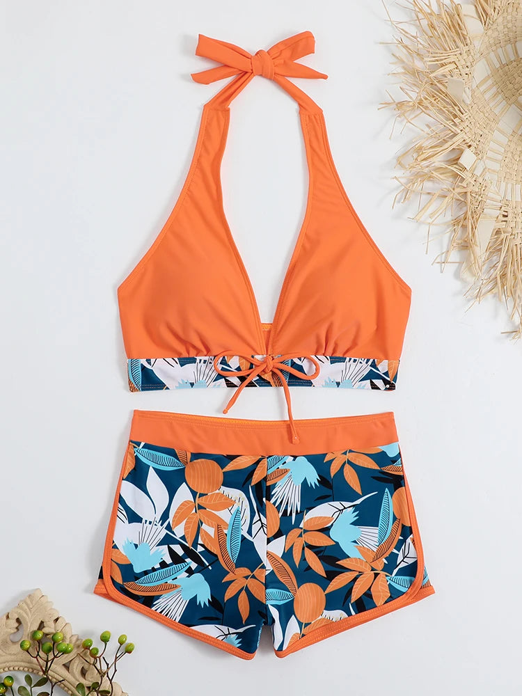 Halter High Waist Swimwear Bikini Set! 👙☀️🏖️🌊