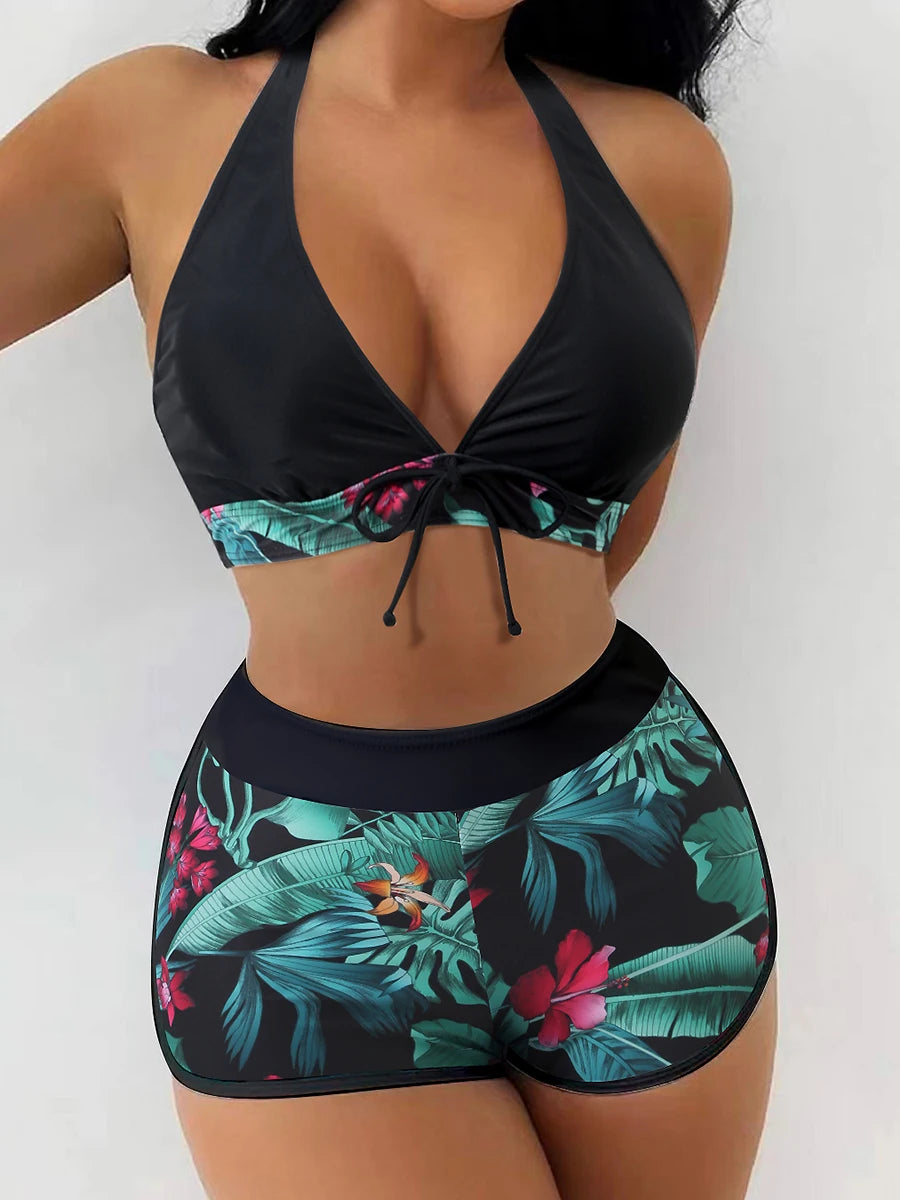 Halter High Waist Swimwear Bikini Set! 👙☀️🏖️🌊