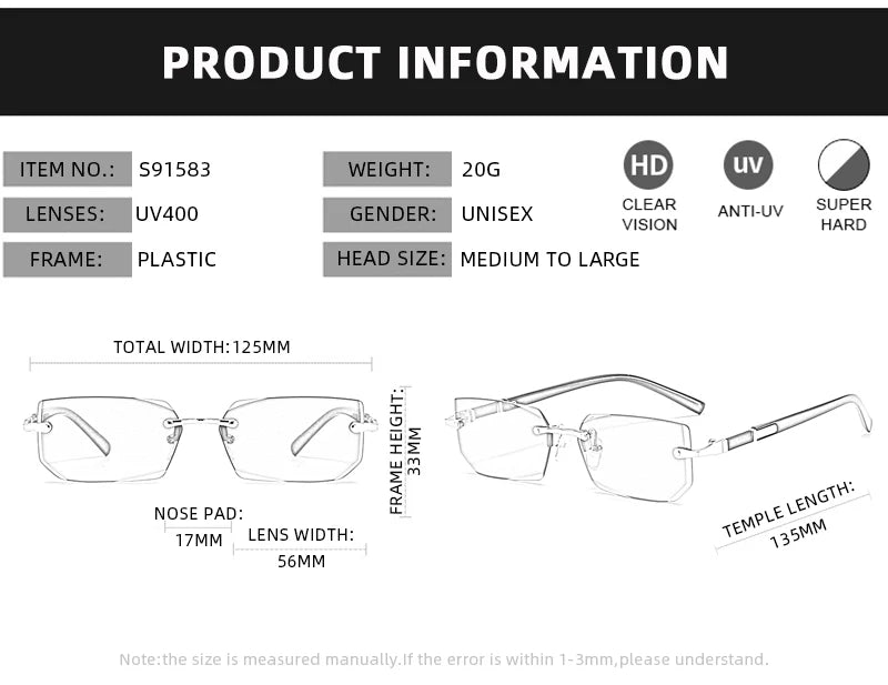 Fashion Rimless Sunglasses for Men and Women! 👓🕶️🌞