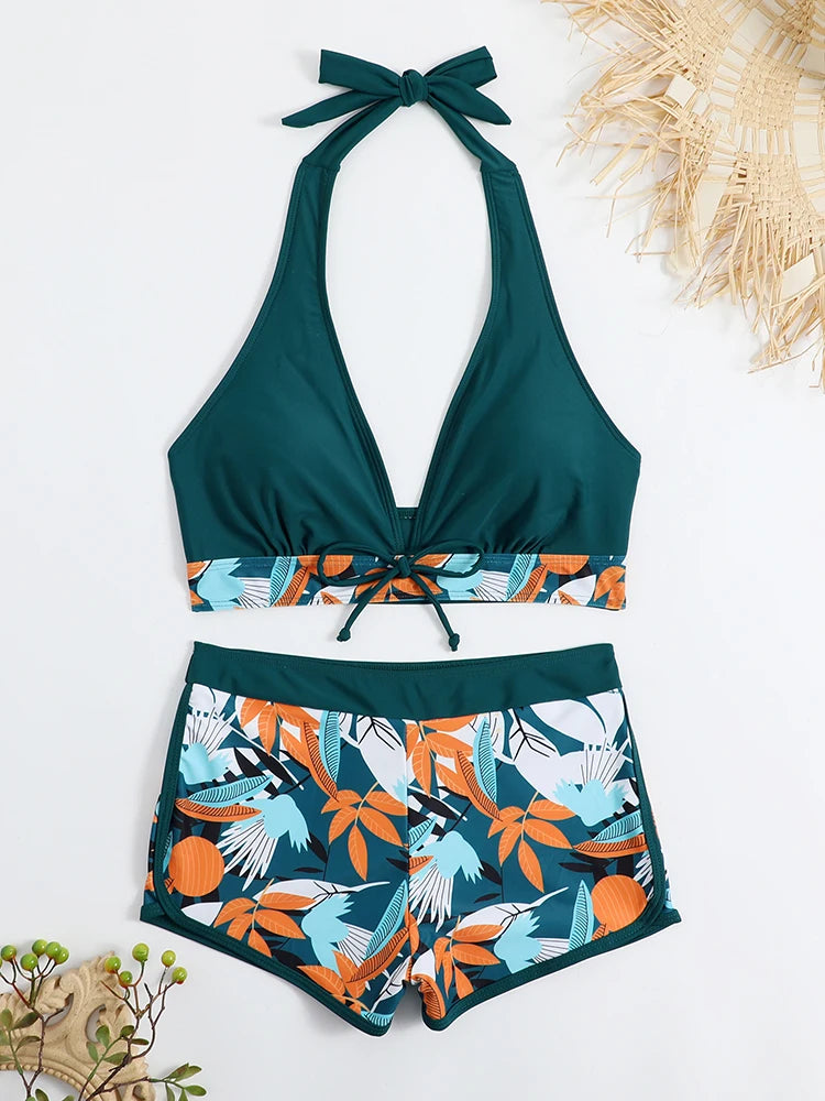 Halter High Waist Swimwear Bikini Set! 👙☀️🏖️🌊