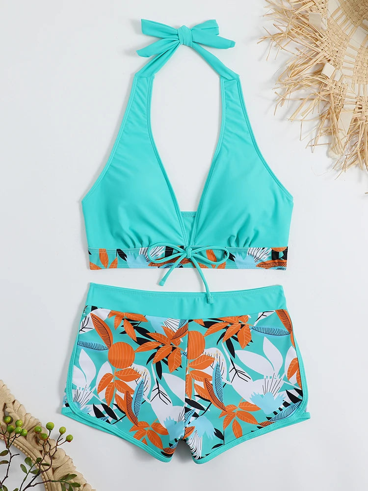 Halter High Waist Swimwear Bikini Set! 👙☀️🏖️🌊