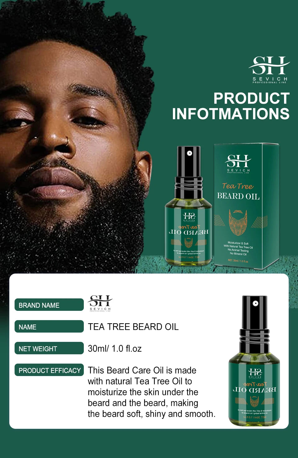 Pure Tea Tree Biotin Beard Oil – Fresh, Strong & Full Beard Care! 🧔‍♂️