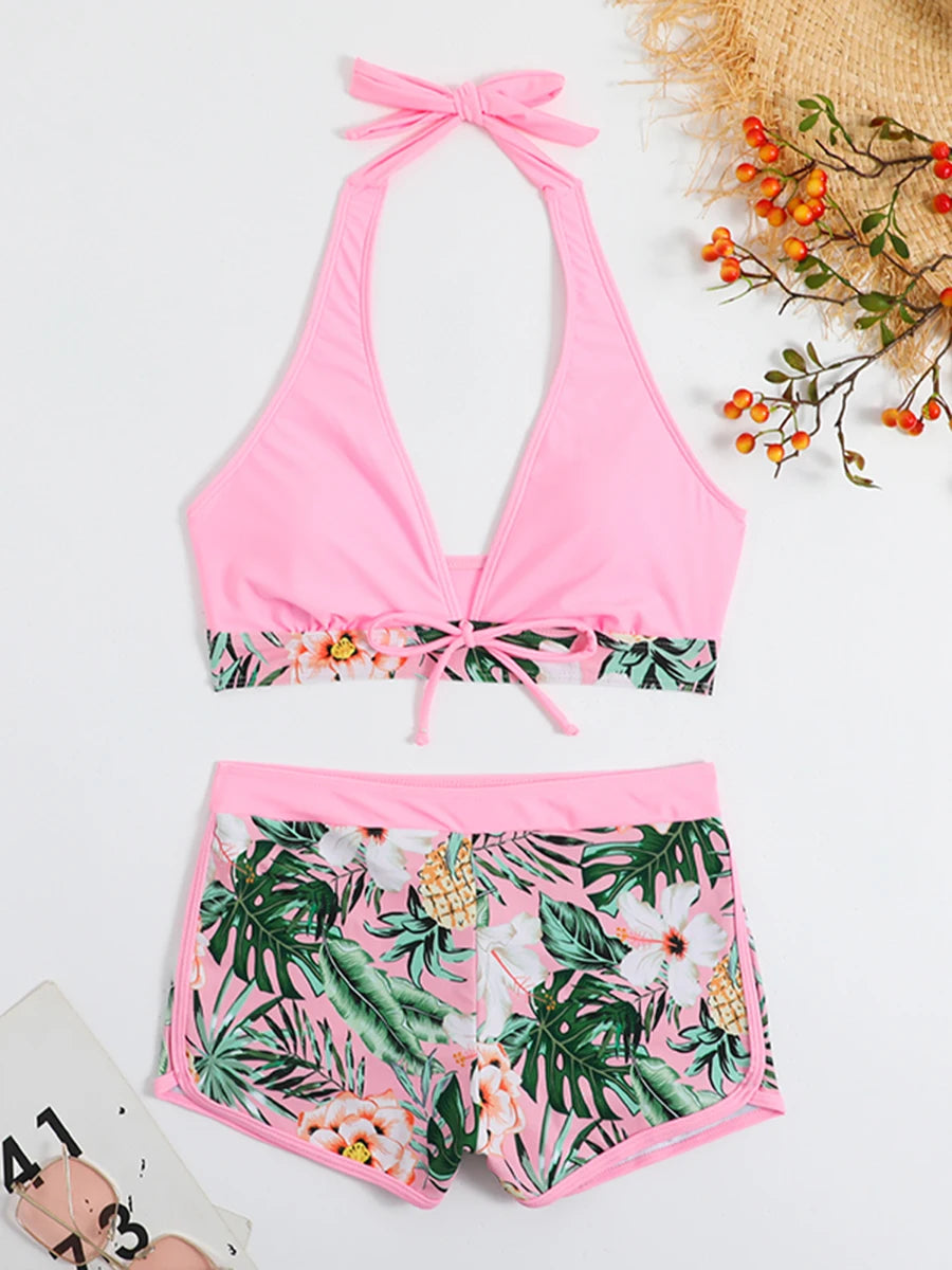 Halter High Waist Swimwear Bikini Set! 👙☀️🏖️🌊