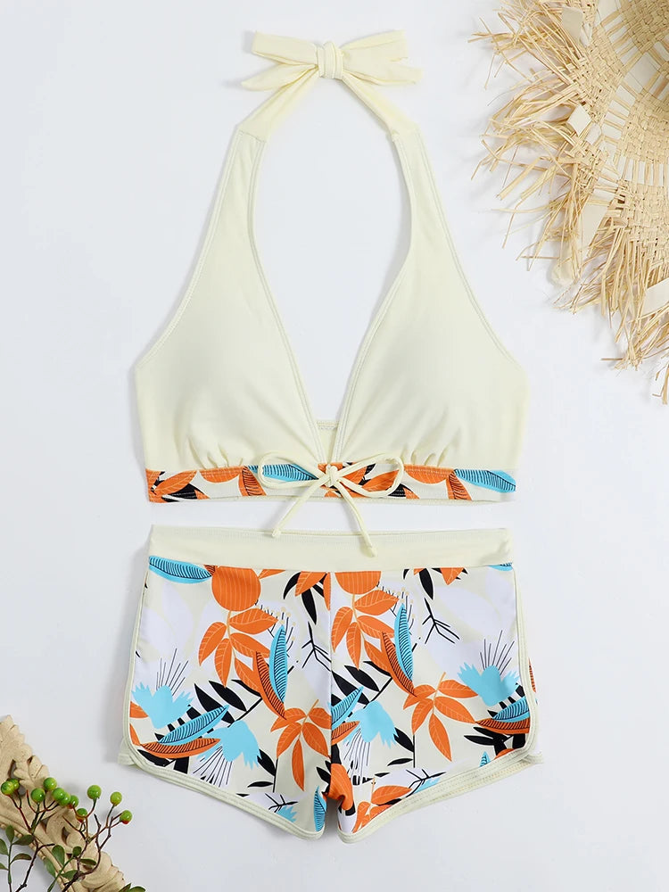 Halter High Waist Swimwear Bikini Set! 👙☀️🏖️🌊