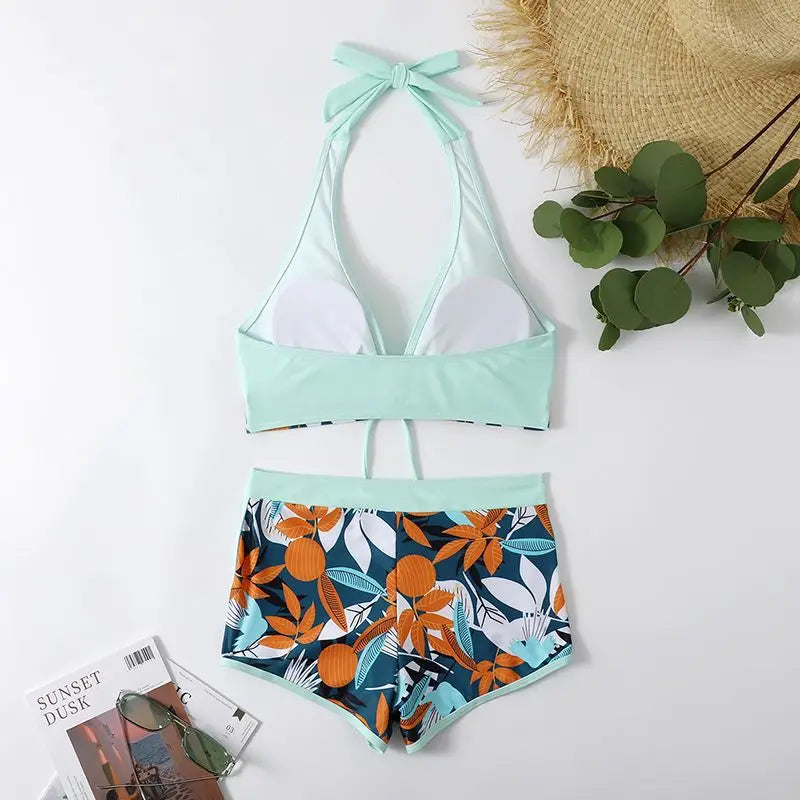 Halter High Waist Swimwear Bikini Set! 👙☀️🏖️🌊