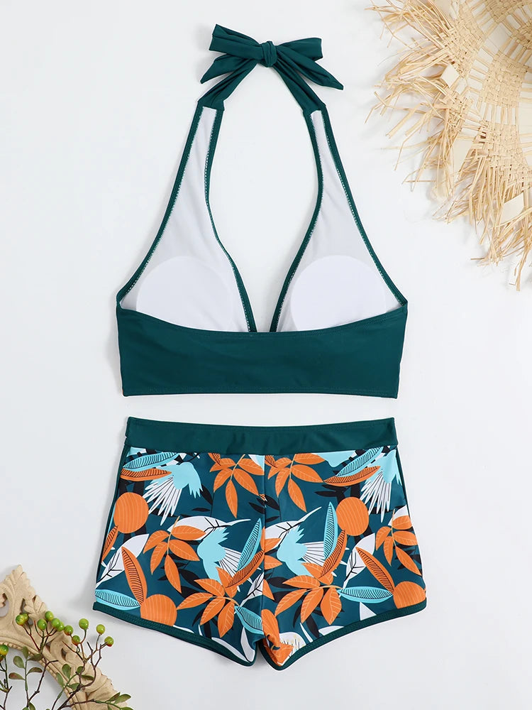 Halter High Waist Swimwear Bikini Set! 👙☀️🏖️🌊