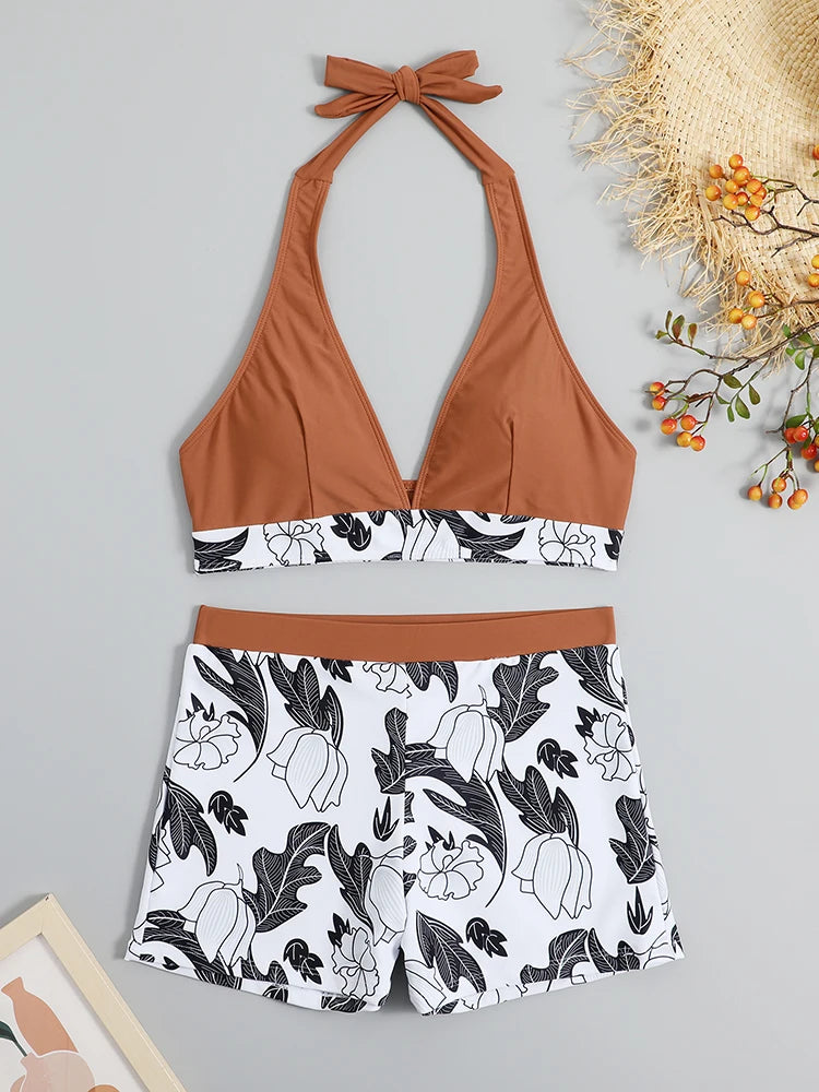 Halter High Waist Swimwear Bikini Set! 👙☀️🏖️🌊