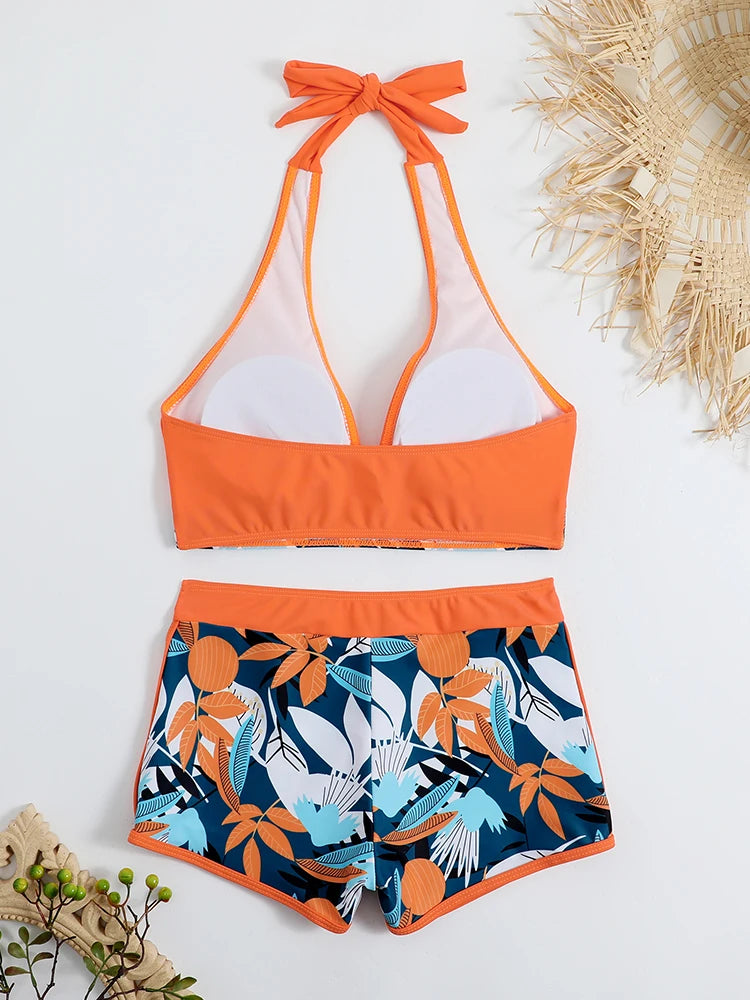 Halter High Waist Swimwear Bikini Set! 👙☀️🏖️🌊