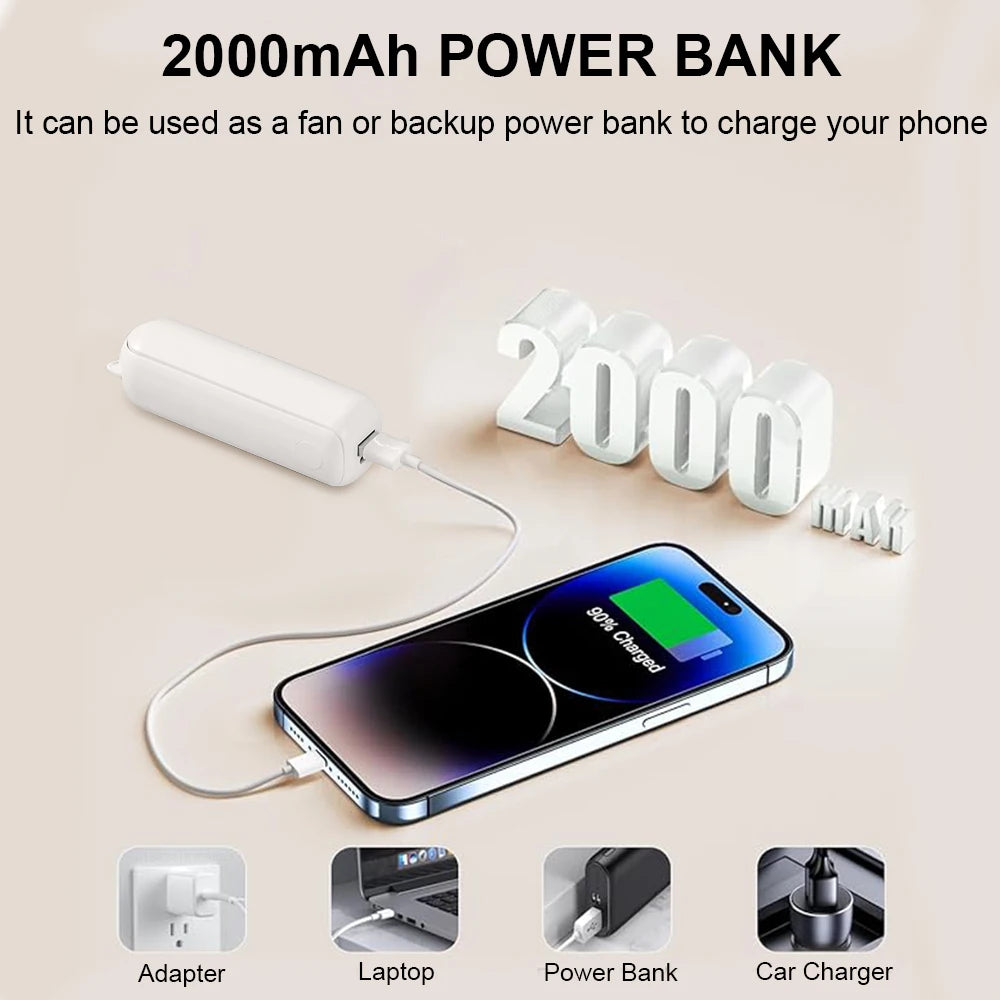 Portable Mini Handheld Fan with Power Bank! 🧣🌬️🌀🔋📱