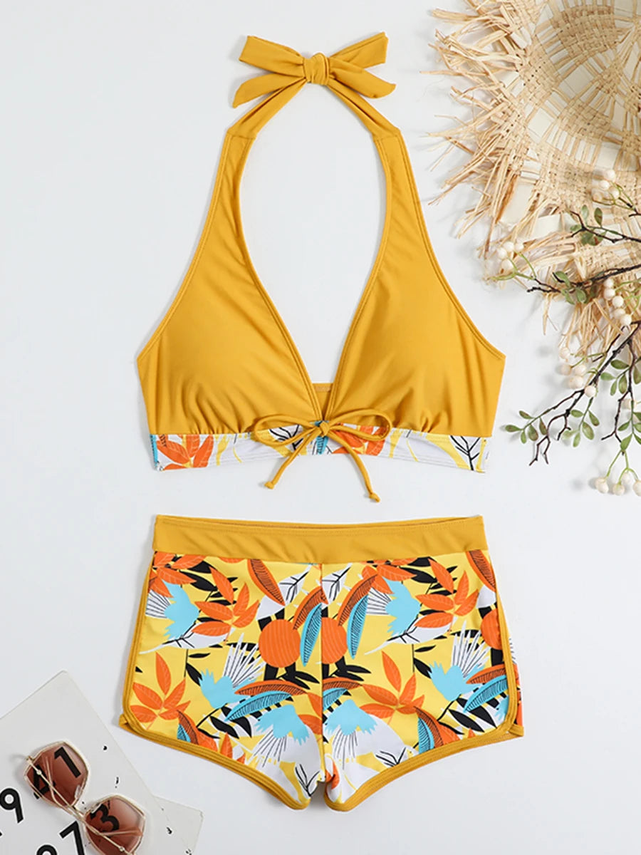 Halter High Waist Swimwear Bikini Set! 👙☀️🏖️🌊