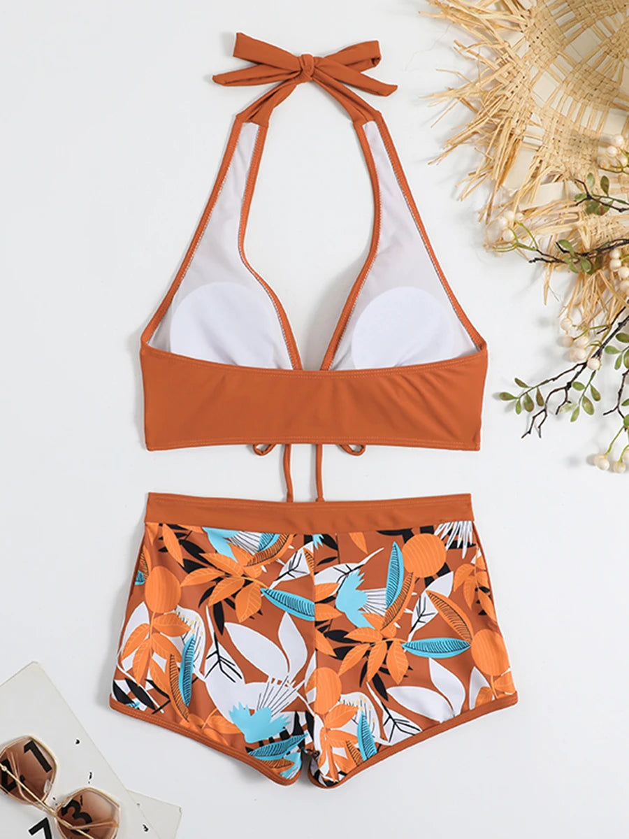 Halter High Waist Swimwear Bikini Set! 👙☀️🏖️🌊