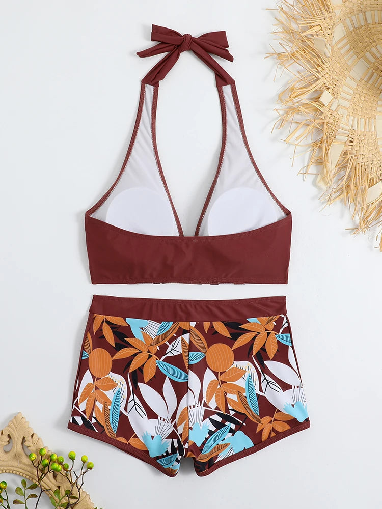 Halter High Waist Swimwear Bikini Set! 👙☀️🏖️🌊