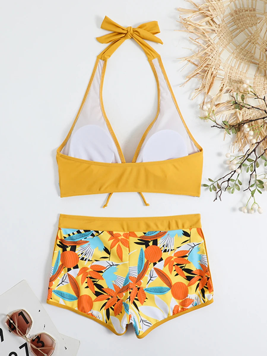 Halter High Waist Swimwear Bikini Set! 👙☀️🏖️🌊
