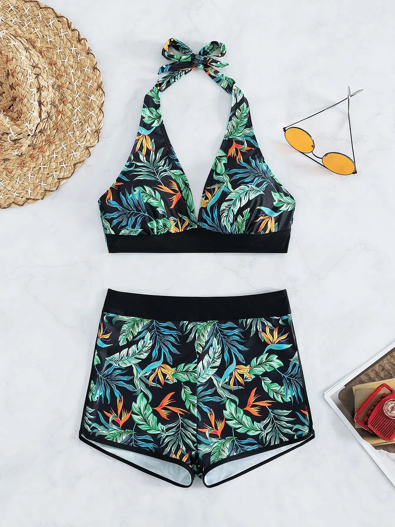 Halter High Waist Swimwear Bikini Set! 👙☀️🏖️🌊