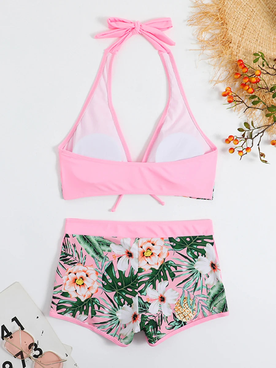 Halter High Waist Swimwear Bikini Set! 👙☀️🏖️🌊
