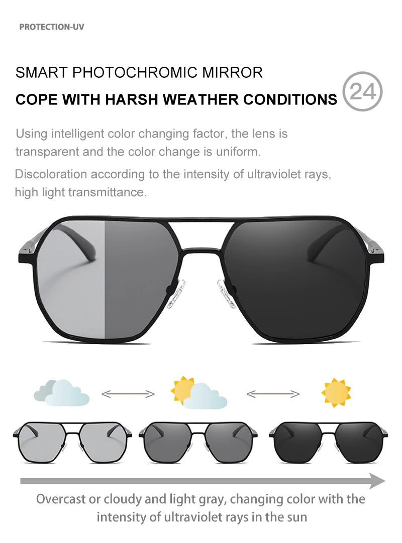 Metal Photochromic Sunglasses for Men Women! 👓🕶️🌞