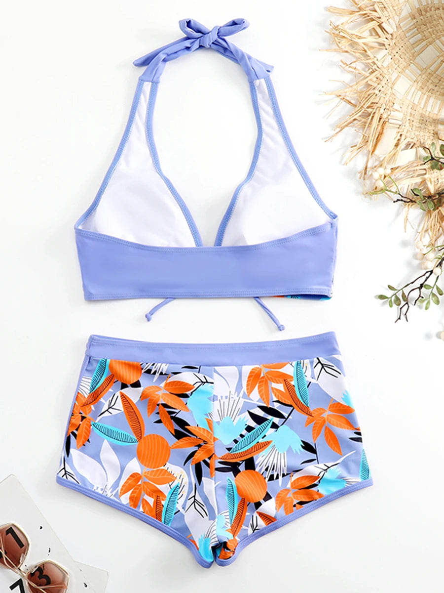Halter High Waist Swimwear Bikini Set! 👙☀️🏖️🌊