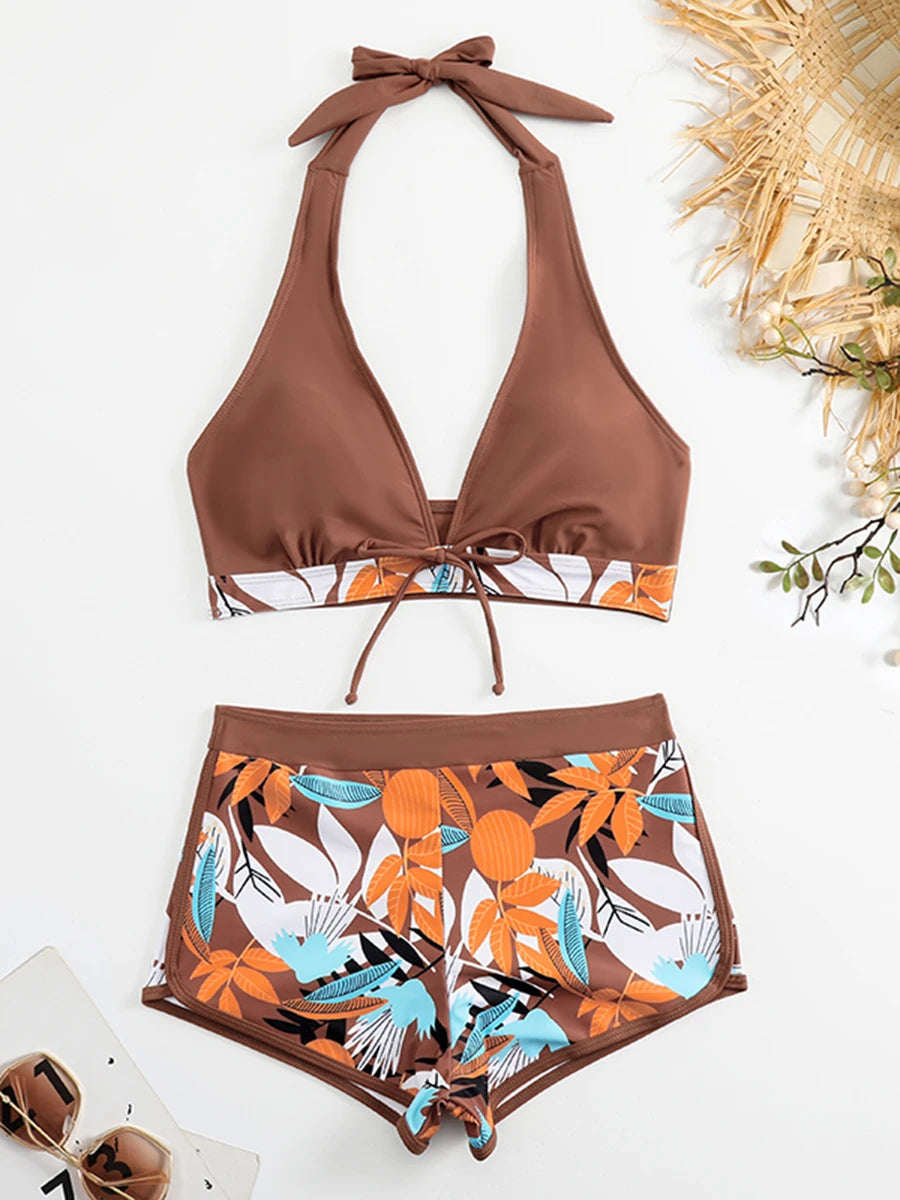 Halter High Waist Swimwear Bikini Set! 👙☀️🏖️🌊