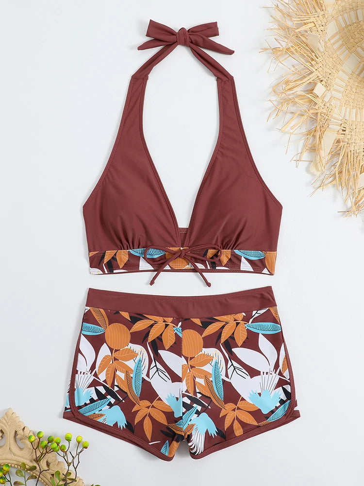 Halter High Waist Swimwear Bikini Set! 👙☀️🏖️🌊