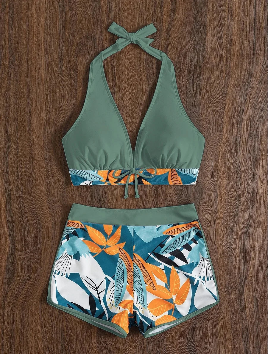 Halter High Waist Swimwear Bikini Set! 👙☀️🏖️🌊