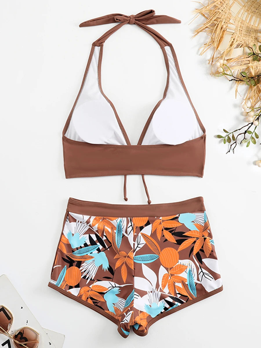 Halter High Waist Swimwear Bikini Set! 👙☀️🏖️🌊