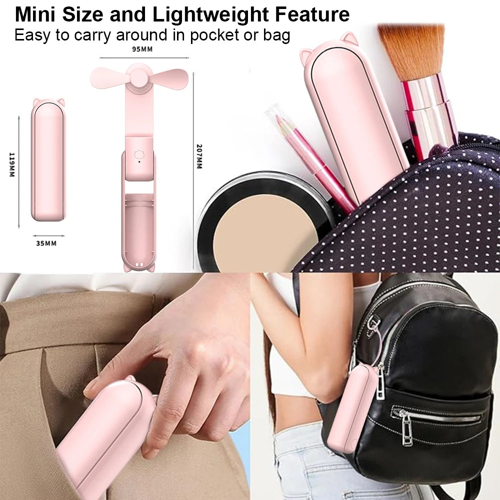 Portable Mini Handheld Fan with Power Bank! 🧣🌬️🌀🔋📱