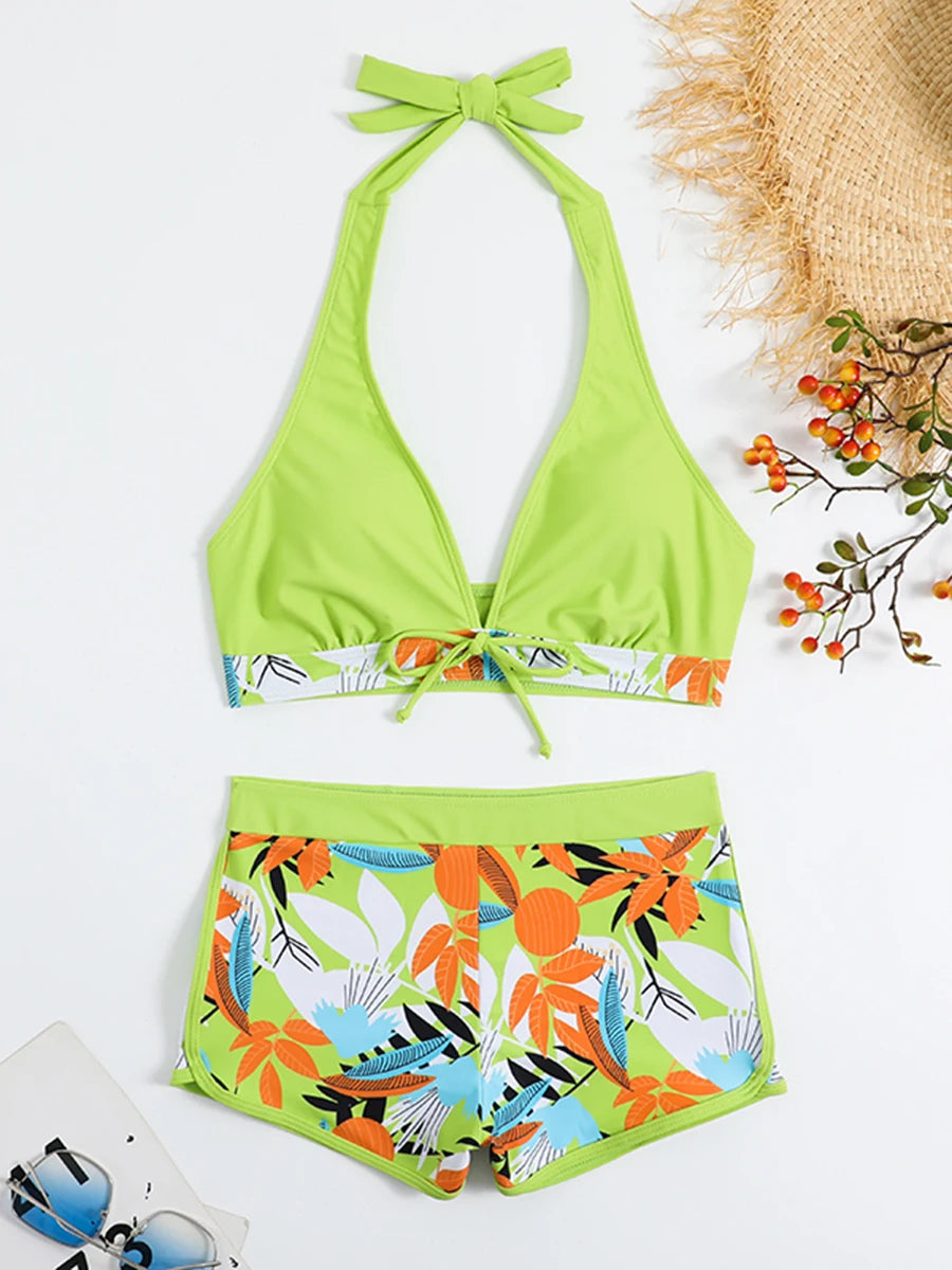 Halter High Waist Swimwear Bikini Set! 👙☀️🏖️🌊