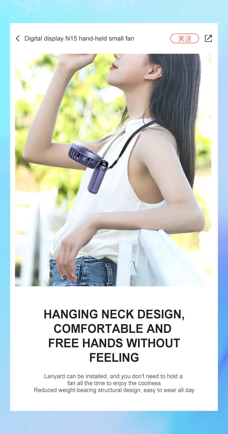 Portable Neck Hanging Mini Fan USB Rechargeable!  🧣🌬️🌀🔋