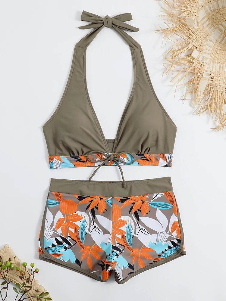 Halter High Waist Swimwear Bikini Set! 👙☀️🏖️🌊