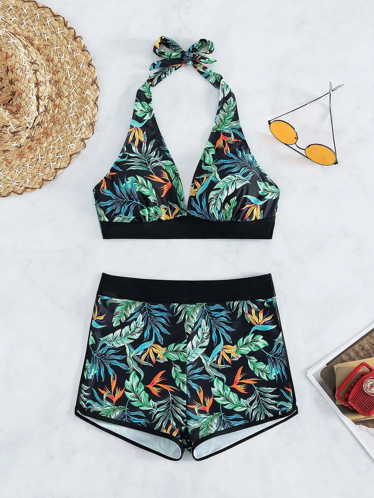 Halter High Waist Swimwear Bikini Set! 👙☀️🏖️🌊