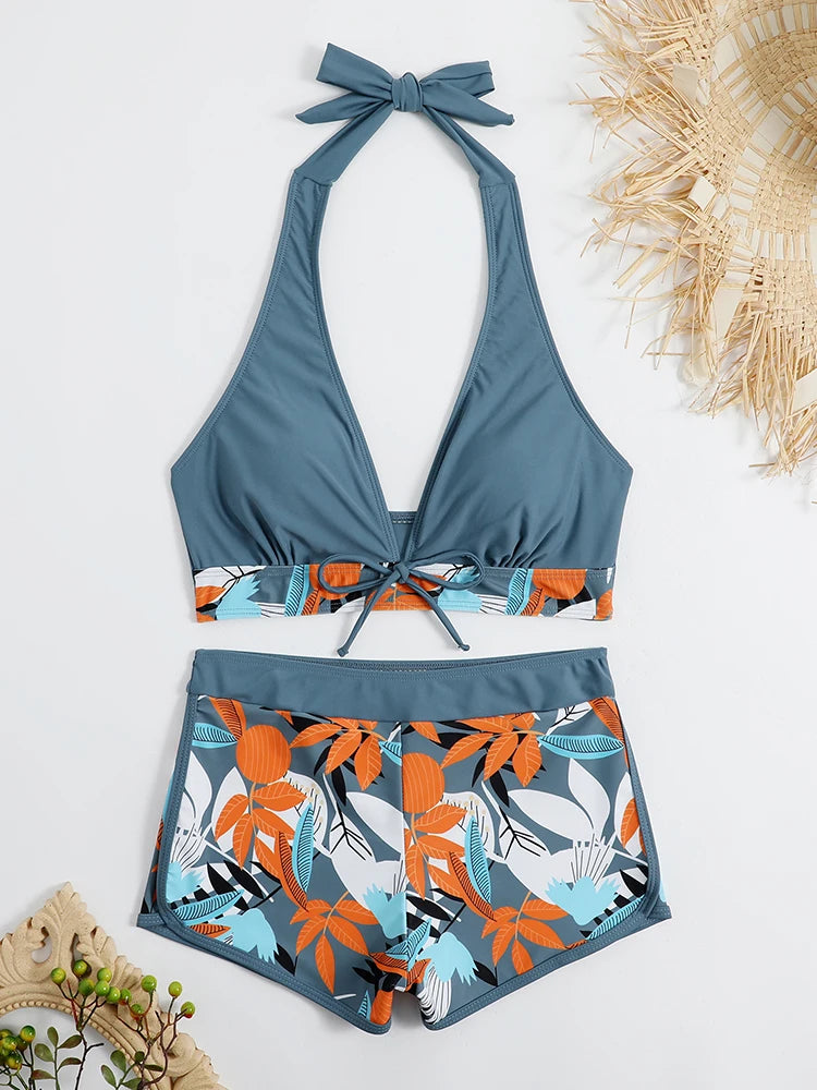 Halter High Waist Swimwear Bikini Set! 👙☀️🏖️🌊