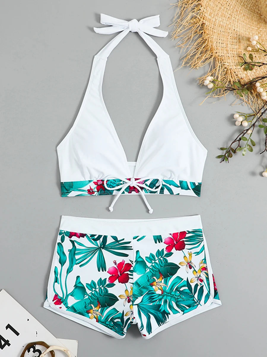 Halter High Waist Swimwear Bikini Set! 👙☀️🏖️🌊