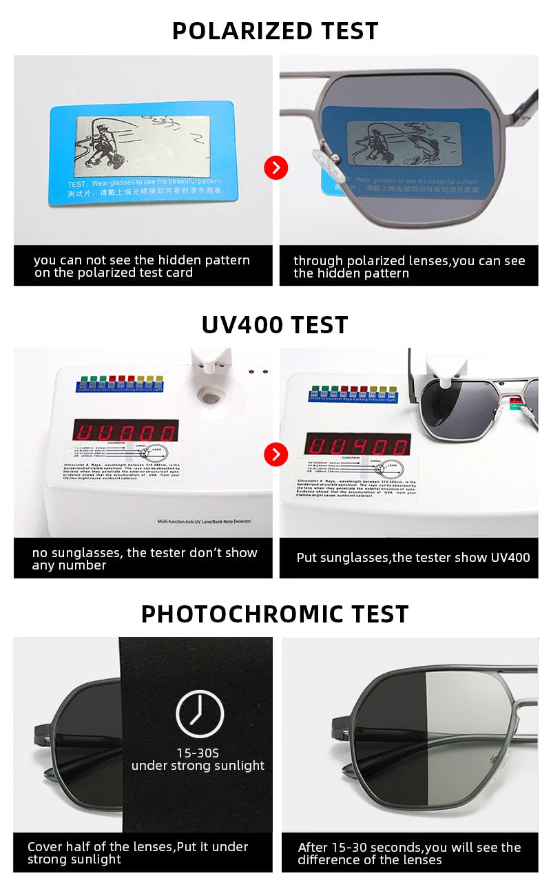 Metal Photochromic Sunglasses for Men Women! 👓🕶️🌞