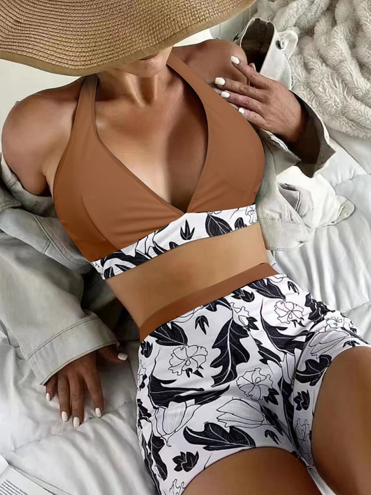 Halter High Waist Swimwear Bikini Set! 👙☀️🏖️🌊