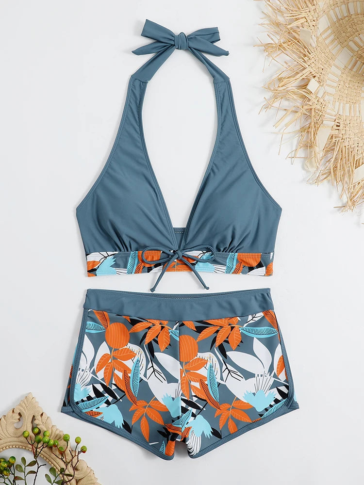 Halter High Waist Swimwear Bikini Set! 👙☀️🏖️🌊