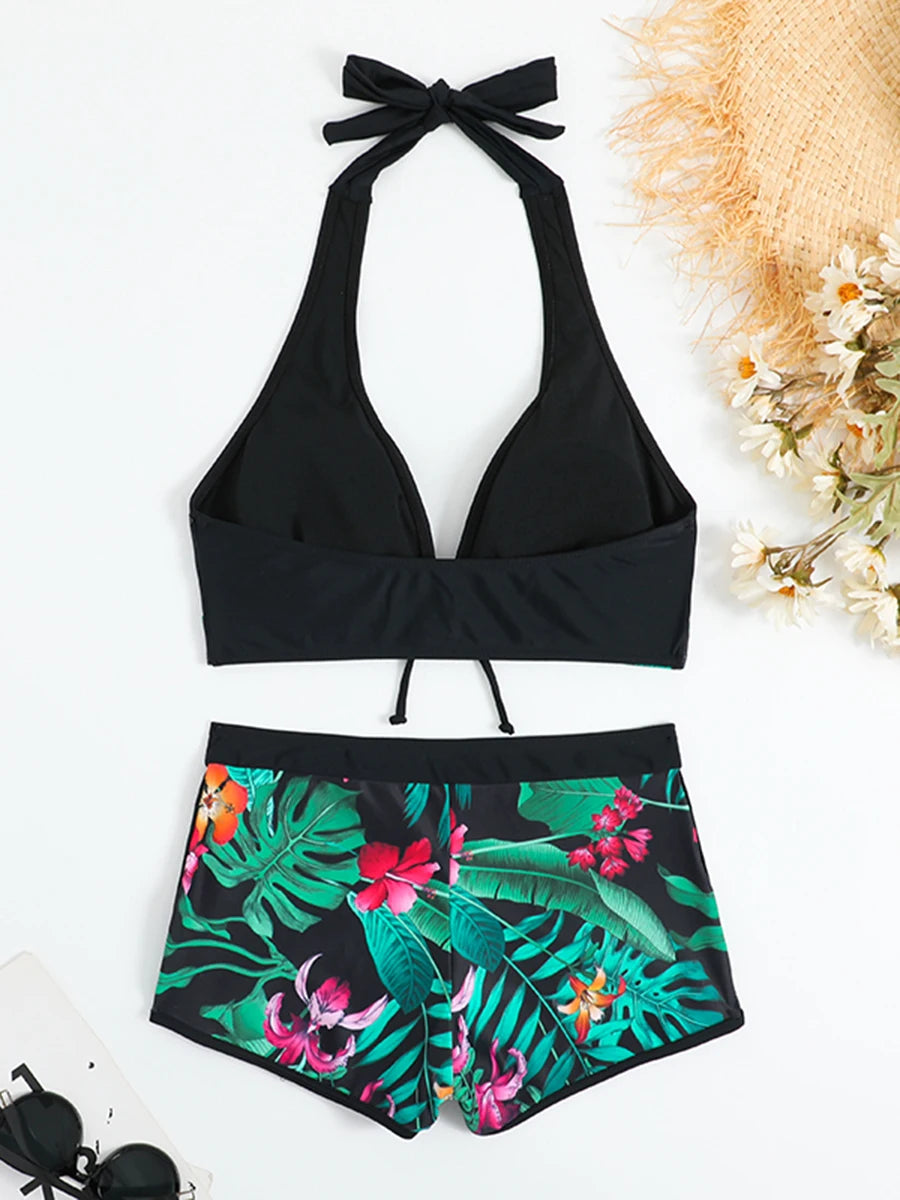 Halter High Waist Swimwear Bikini Set! 👙☀️🏖️🌊