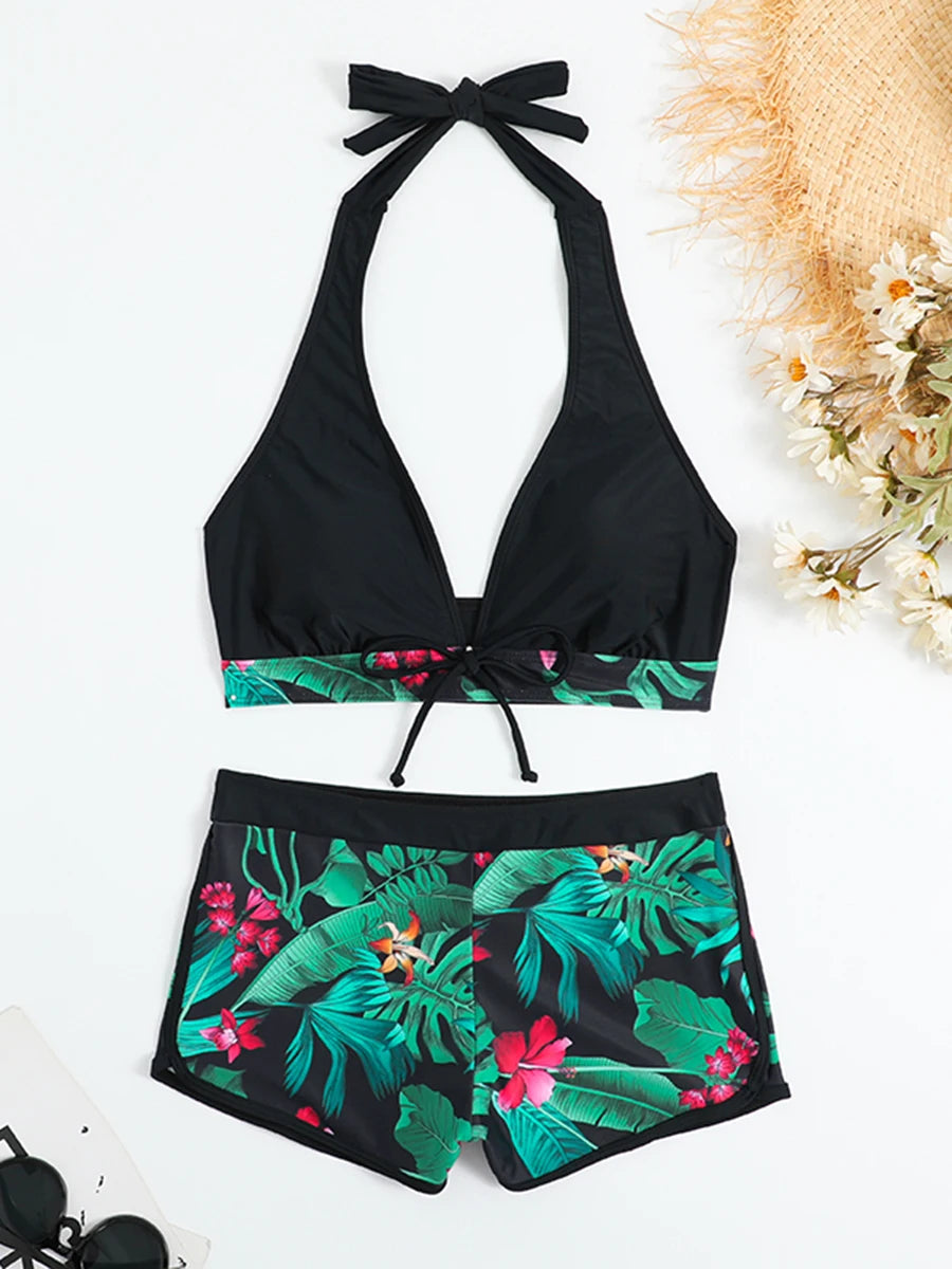 Halter High Waist Swimwear Bikini Set! 👙☀️🏖️🌊