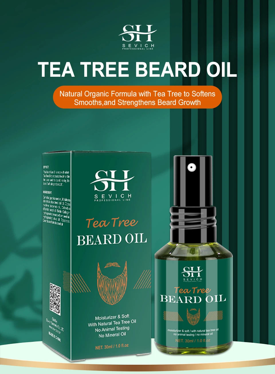 Pure Tea Tree Biotin Beard Oil – Fresh, Strong & Full Beard Care! 🧔‍♂️
