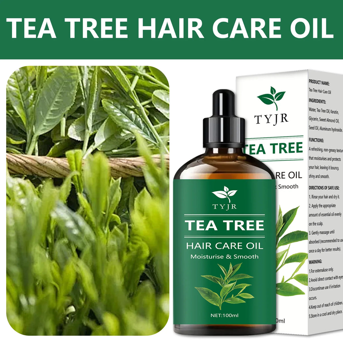 Pure Tea Tree Biotin Hair Oil – Strengthen, Soothe & Grow Naturally! 🌿