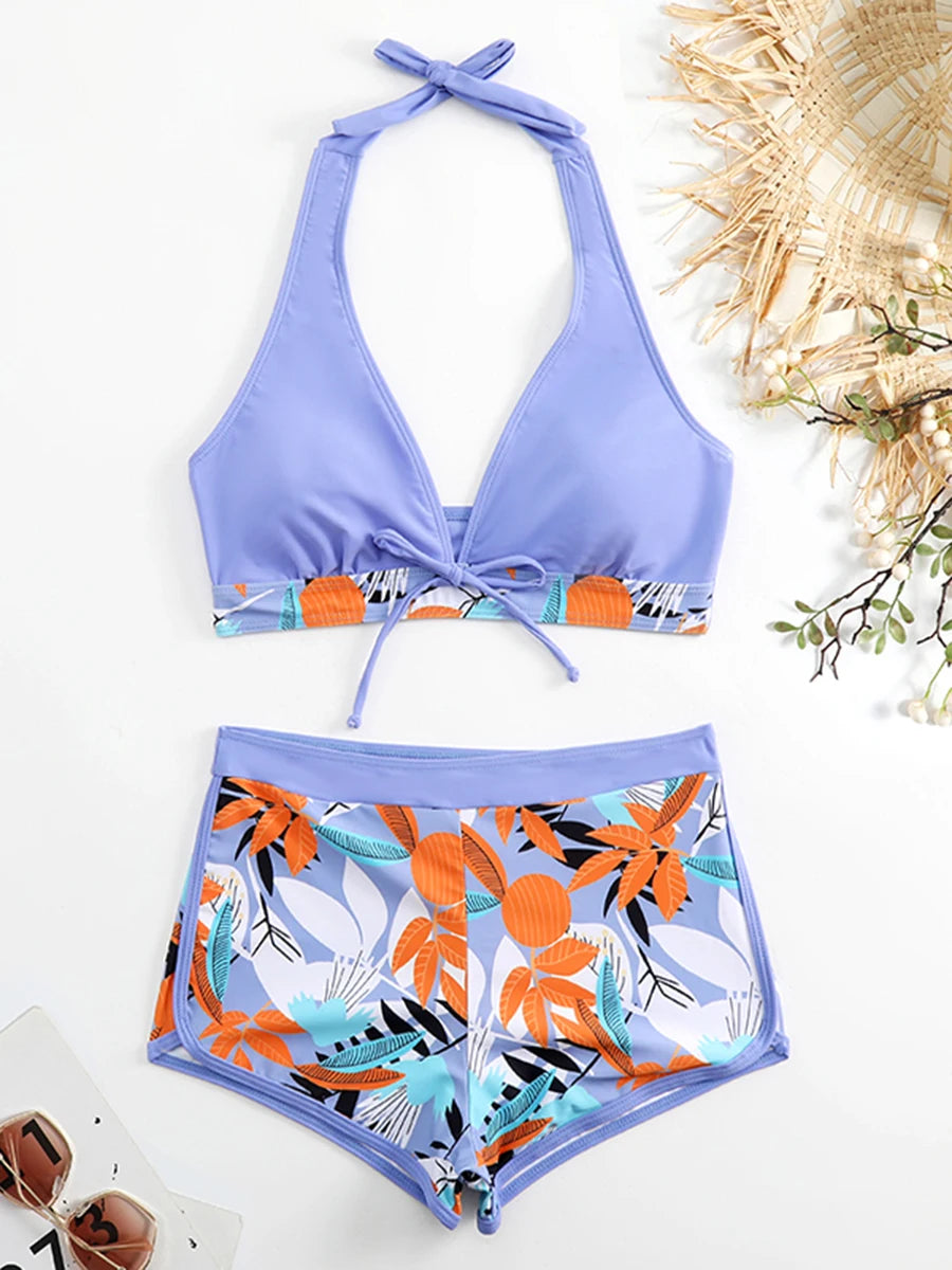 Halter High Waist Swimwear Bikini Set! 👙☀️🏖️🌊