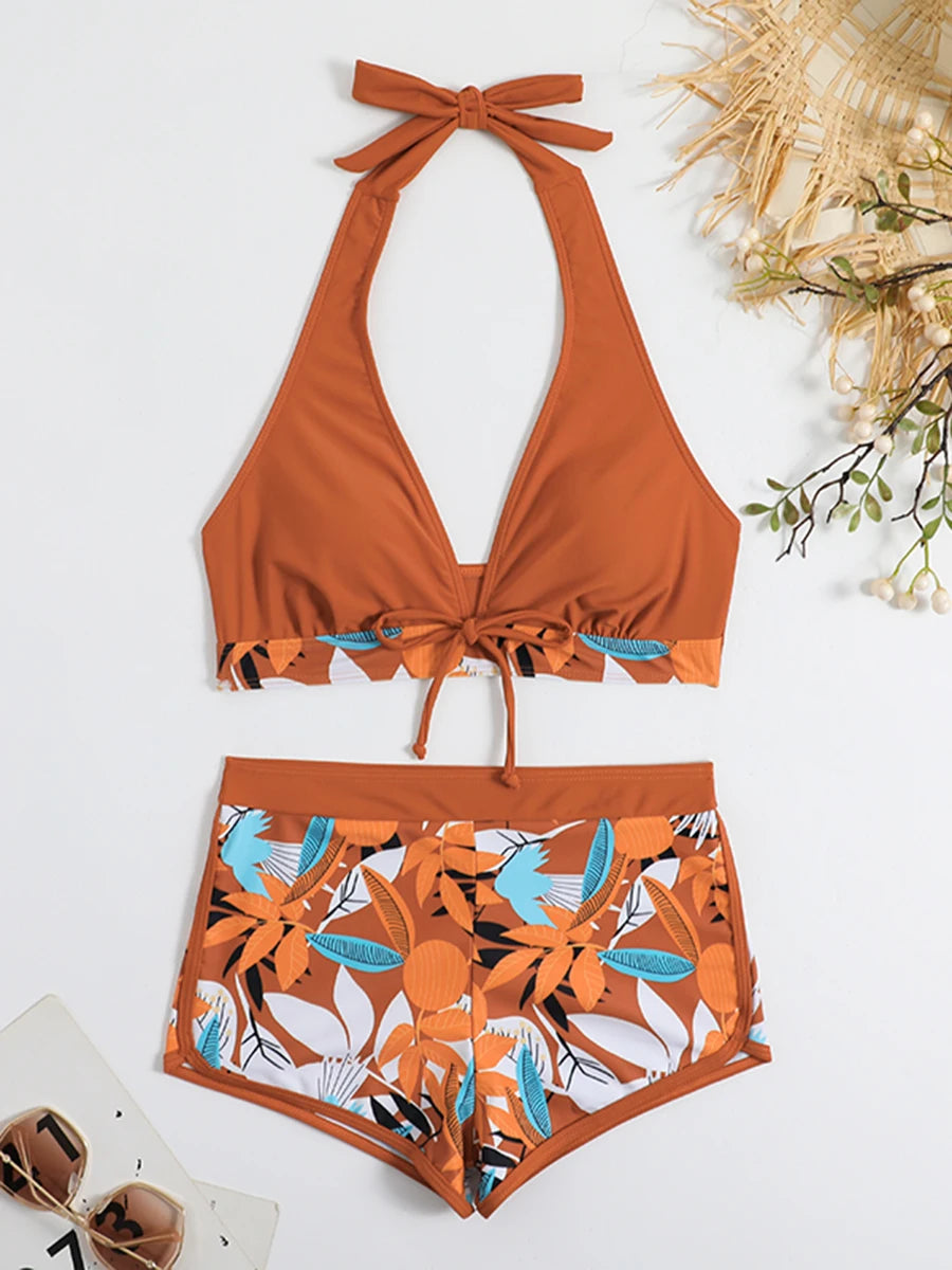 Halter High Waist Swimwear Bikini Set! 👙☀️🏖️🌊